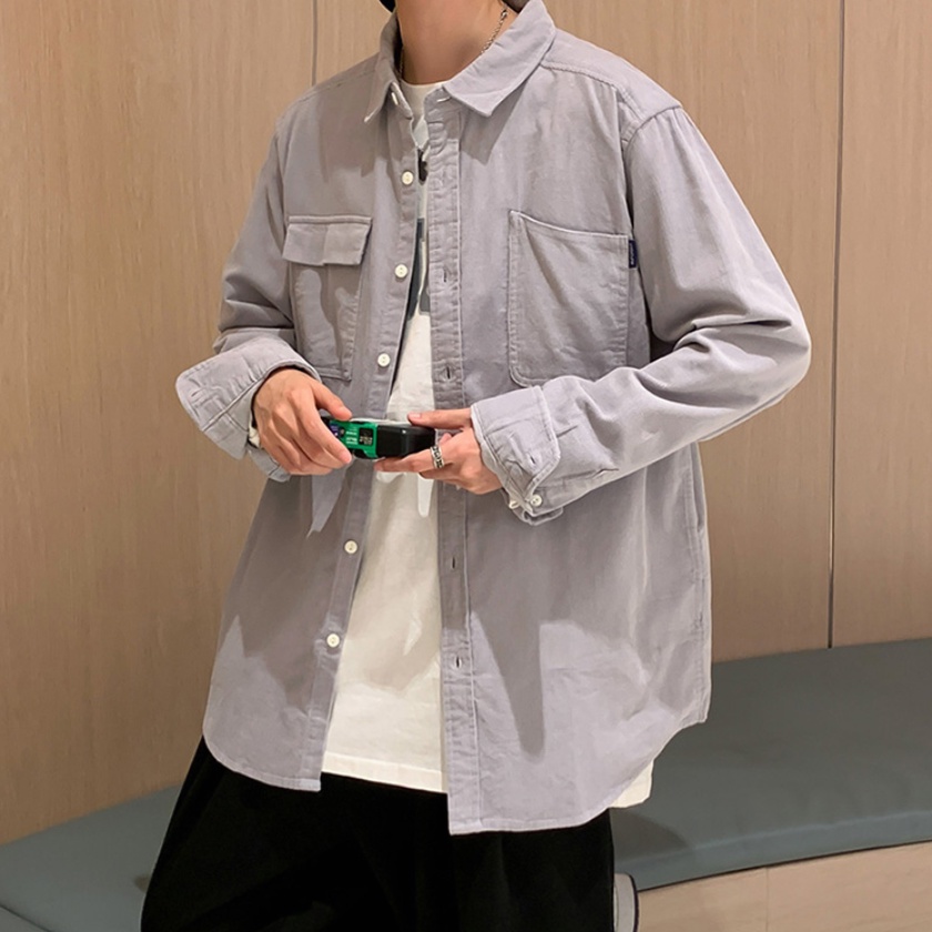 Áo Sơ Mi Dài Tay Thời Trang sơ mi nữ form rộng Theo áo sơ mi unisex Phong Cách Hàn Quốc áo sơ mi nam bông áo sơ mi nhung tăm nam