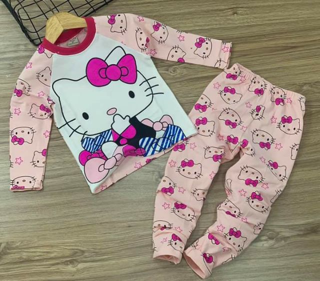 (8-22kg) Bộ dài tay cotton 4c siêu xinh cho bé gái - Đồ bộ trẻ em