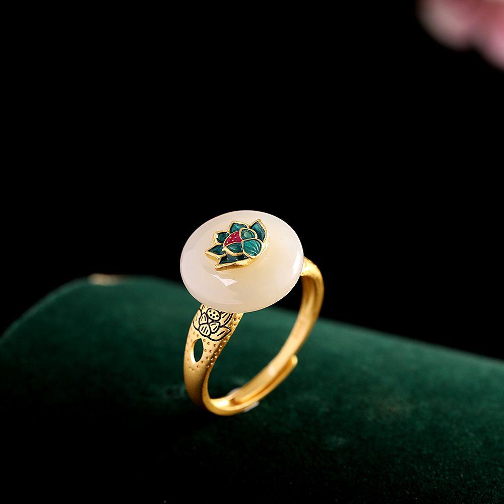 Nhẫn Hình Hoa Sen Phong Cách Trung Hoa Thanh Lịch Thời Trang