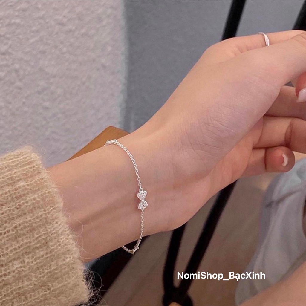 Vòng tay nơ nhỏ xinh bạc ta nhỏ nhắn cute siêu phẩm cho các nàng thơ Mainomi Shop Bạc Xinh