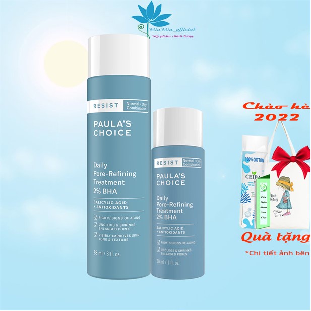 Tẩy Da Chết 2% BHA Paula's Choice Tẩy Tế Bào Chết PAULA CHOICE RESIST DAILY PORE-REFINING TREATMENT Thu Nhỏ Lỗ Chân Lông