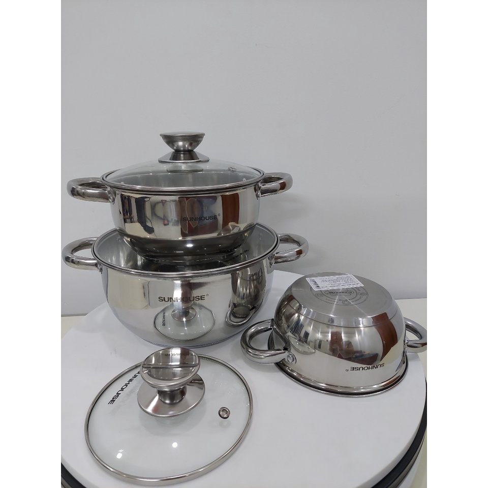 Bộ nồi inox 3 đáy sunhouse SH334 (16-20-24cm)