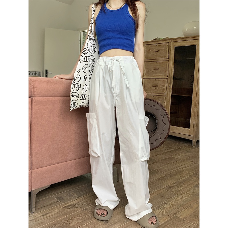 Quần Dài Nữ Ống Rộng Lưng Cao Màu Xám