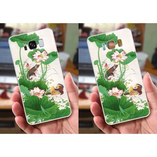 Ốp lưng Samsung S8 Plus (dẻo viền trắng trong) - Hình Chim Công, Cá Chép, Cò