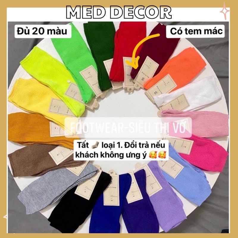 Tất Cổ Cao Vintage, Tất Trơn Hàn Quốc 20 màu