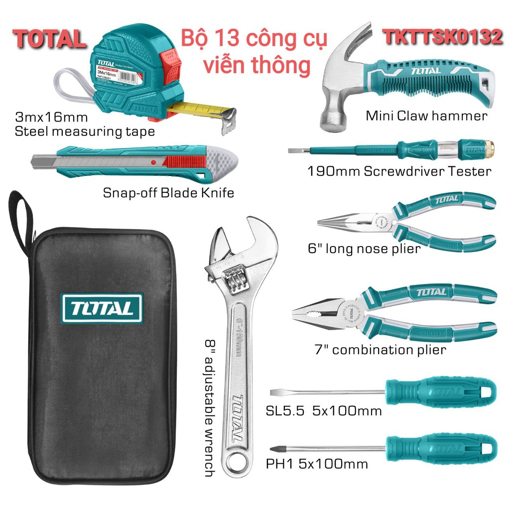 BỘ CÔNG CỤ VIỄN THÔNG 13 CHI TIẾT TOTAL TKTTSK0132