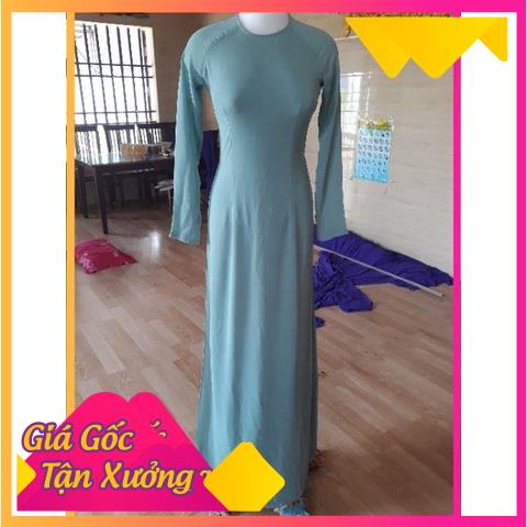 Áo dài chiffon 4 tà màu xanh đá