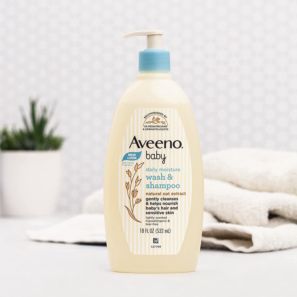 Aveeno Baby Sữa tắm gội dịu nhẹ dành cho bé 532ml Daily Moisture Gentle Body Wash & Shampoo