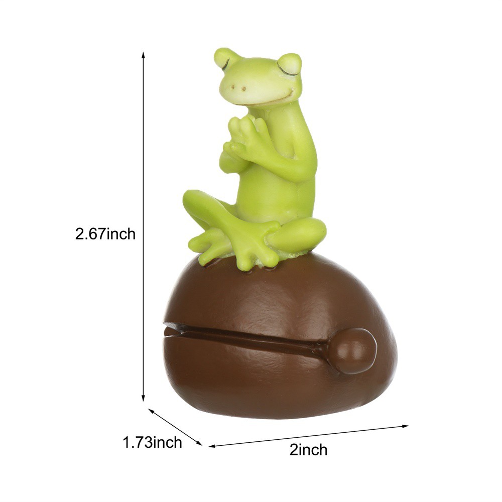 ☆YOLA☆ Garden Fog Frog Figurine Bathroom Fairy Garden 2.67Inch Miniature Garden Decorcate Outdoor Animal Statue Frog On Wooden Fish