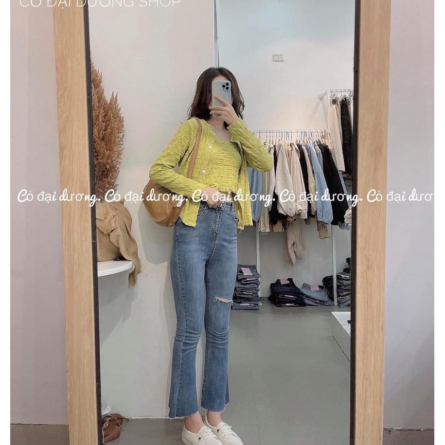 Set áo 2 dây kèm khoác crop siêu xinh ạ  ❤️