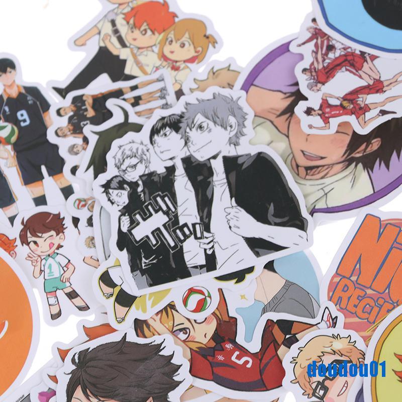 VN (Hàng Mới Về) Bộ 50 Miếng Dán Hình Anime Haikyuu Chống Thấm Nước Trang Trí Laptop / Ván Trượt