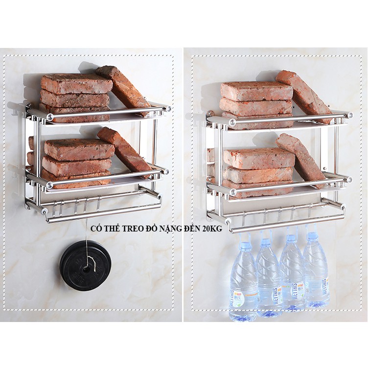 Kệ Treo Tường, Treo Khăn Nhà Tắm AQUA Từ Inox Dính Tường Chịu Lực Đựng Đồ Đa Năng Decor Nhà Tắm Tinh Tế