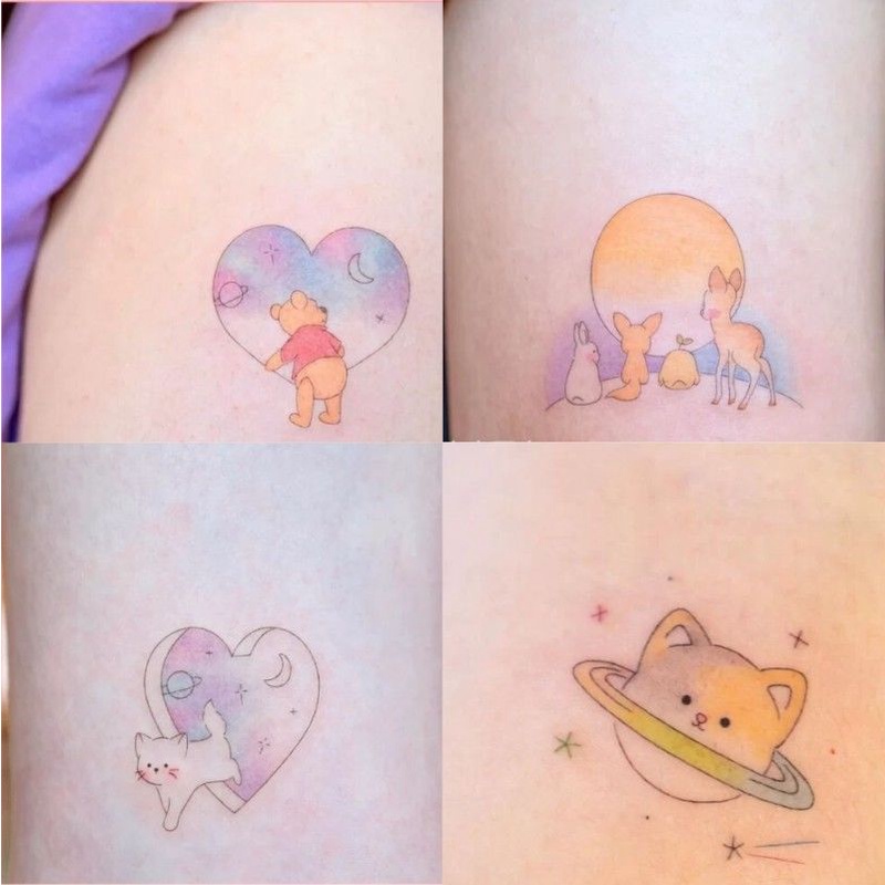 Hình Xăm Dán Tạm Thời 15 Ngày Chống Nước Lâu Trôi Hình Động Vật Dễ Thương