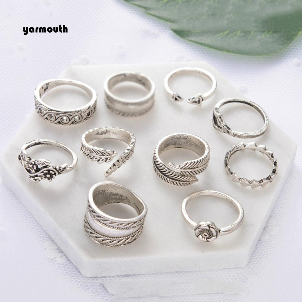 Set 9 Nhẫn Đeo Khớp Ngón Tay Vintage Cho Nữ