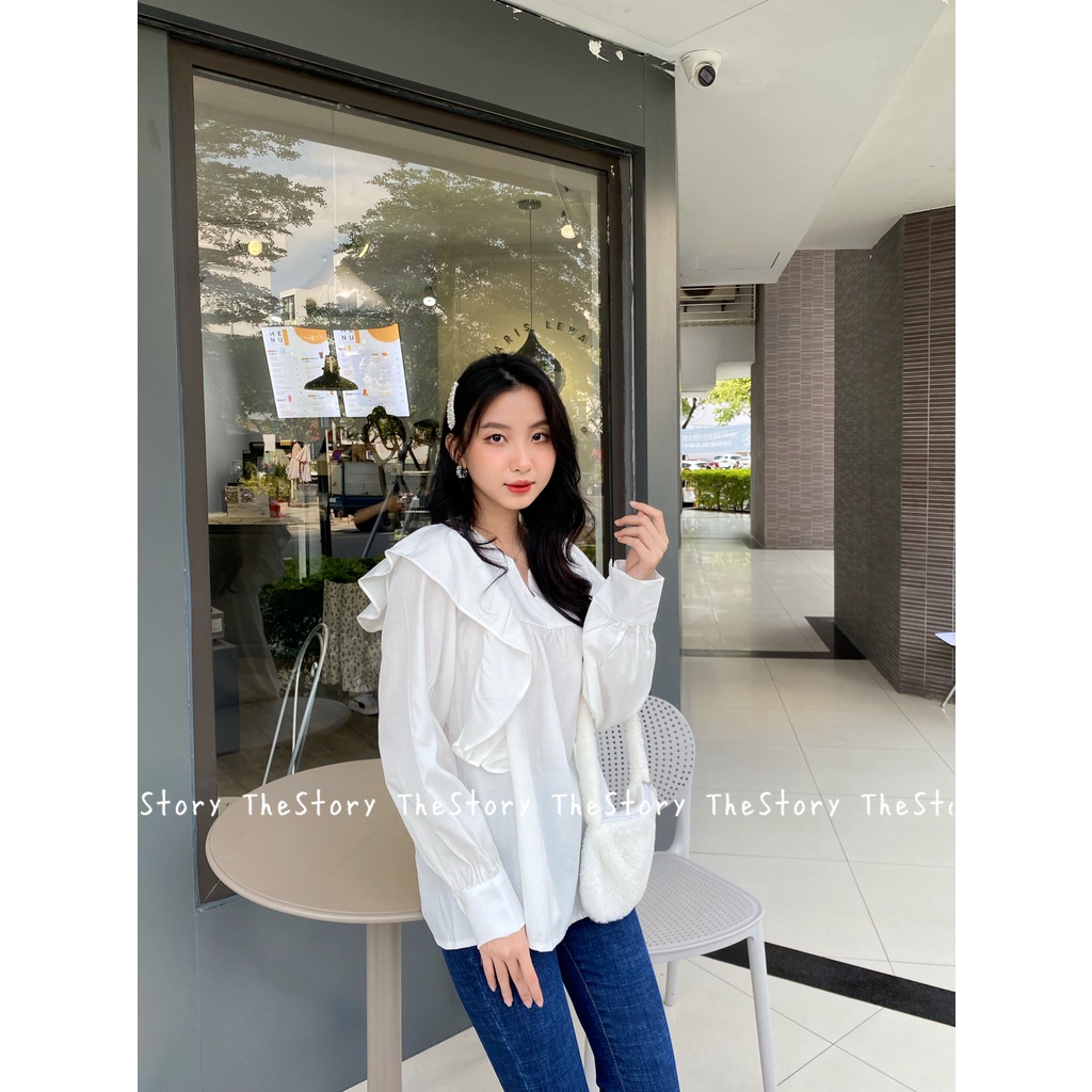 [STR] [ẢNH THẬT SHOP CHỤP] Áo bèo vai, cổ chữ V A2406