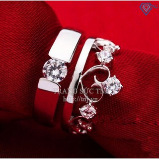 Nhẫn cặp đôi bạc vương miện King Queen khắc tên đẹp ND0167