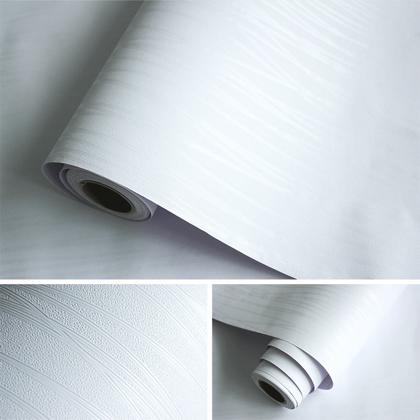 Giấy dán tường trắng nhám nổi giá bán 1m x 45cm, giấy dán tường vân nổi có keo sẵn màu trắng - AZEVA