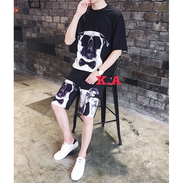 Bộ Nam In Hình Chó Kute