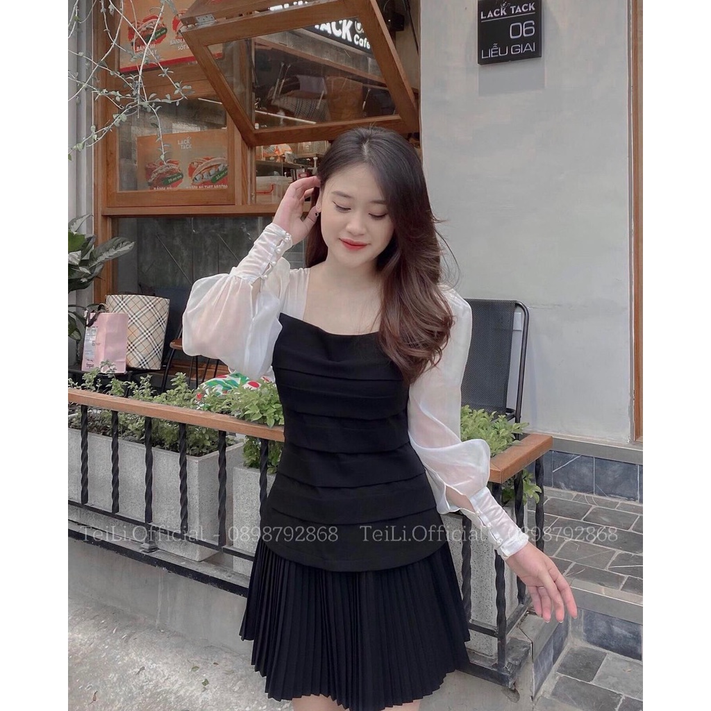Áo sơ mi cổ vuông tay voan SV257