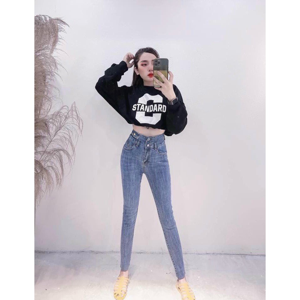 Quần jean nữ lưng cao siêu co giãn kiểu túi nắp có 2 nút size 40kg đến 80kg hàng VNXK thời trang bigsize 2KJean MS2114