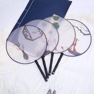 Quạt tròn cổ trang cán tròn (Có sẵn)
