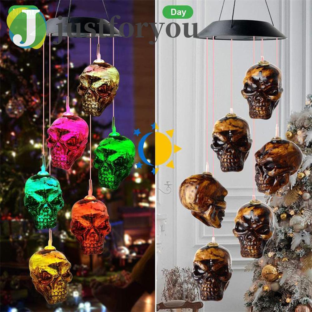 Đèn Led Năng Lượng Mặt Trời Thay Đổi Màu Sắc Hình Đầu Lâu Trang Trí Sân Vườn Dịp Halloween Justforyou 2