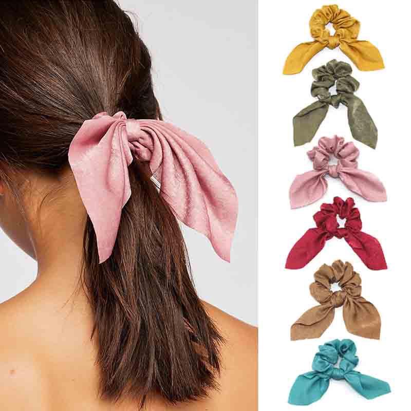 Dây Buộc Tóc Vải Lụa Thắt Nơ Tua Rua Đơn Giản