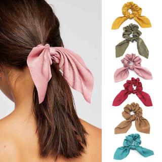 Dây Buộc Tóc Vải Lụa Thắt Nơ Tua Rua Đơn Giản