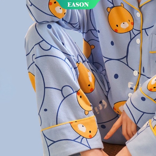 Bộ Đồ Ngủ Hai Món Tay Dài In Họa Tiết Mèo Hoạt Hình Dễ Thương Size M-XXL