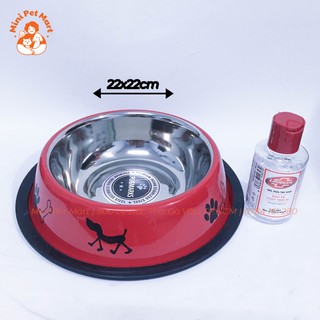Khay ăn đơn inox cho chó Pug Mark