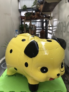 Heo đất chó đóm vàng size L ( 24x15x17 )