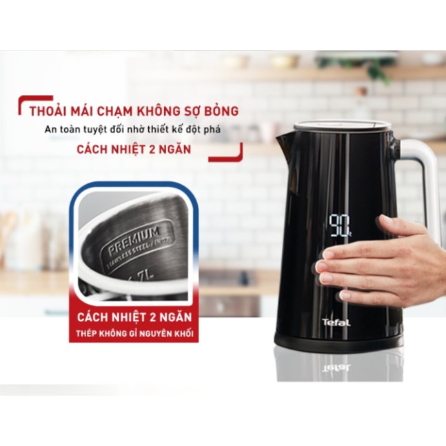 [Mã ELTEFALWL5 giảm 10% đơn 500K] Bình đun siêu tốc Tefal Smart &amp; Light KO850810 - 1800W, 1.7L