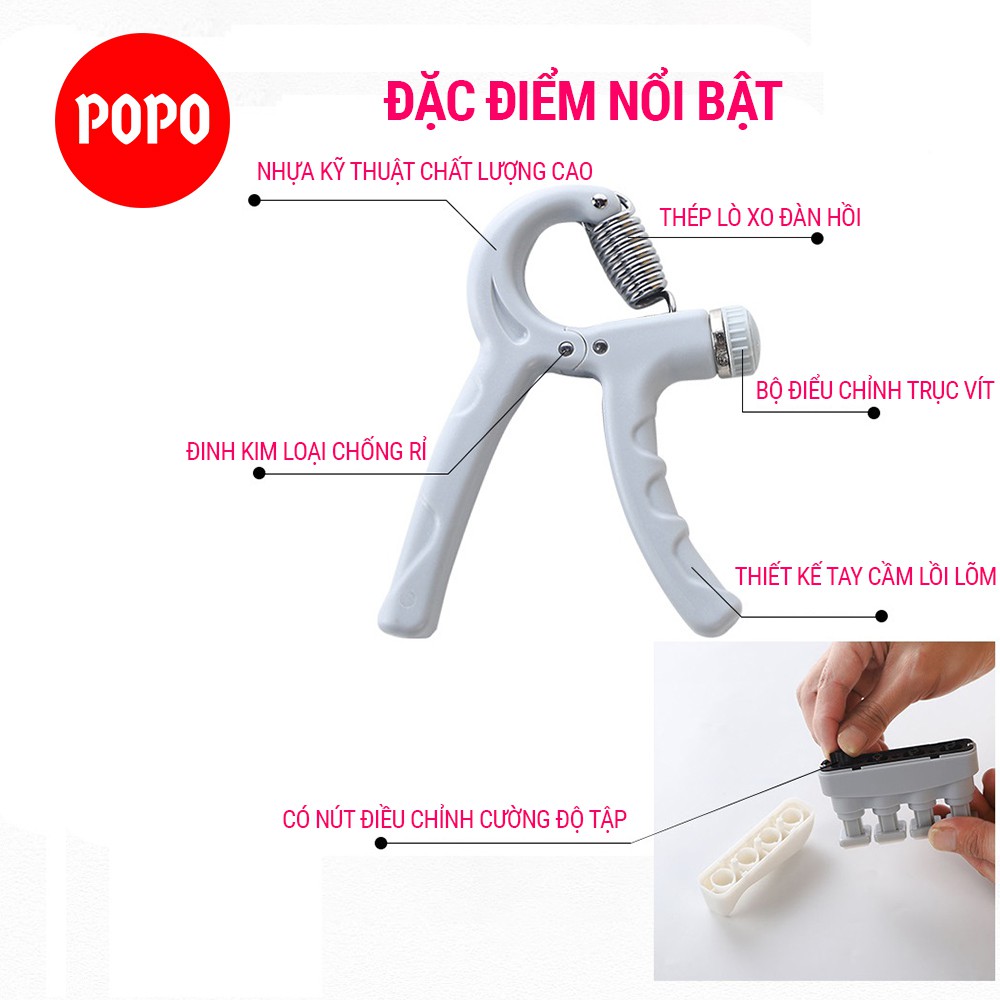 Kím bóp tay, Bộ 4 món tập cơ tay YGW21 đã chức năng có hộp đựng, có điều chỉnh kháng tích hợp lò xo thép không rỉ POPO