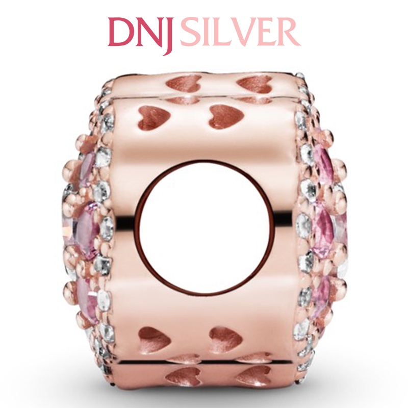 Charm bạc 925 cao cấp, hàng chuẩn bạc - Charm Pink Sparkle Flower thích hợp để mix vòng tay charm - DN189