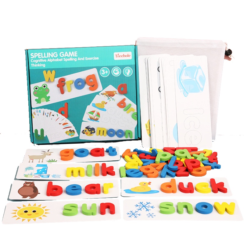 Bộ thẻ ghép vần tiếng anh bằng gỗ - Spelling Game Trò chơi ghép chữ cho bé