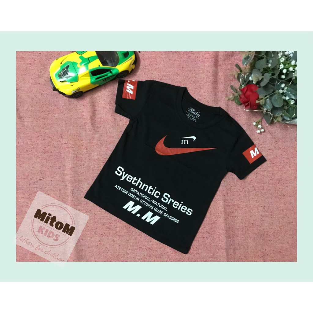 Áo cotton bé trai ♥️ FREESHIP ♥️ Chất thun cotton mềm mịn, họa tiết chữ M phong cách