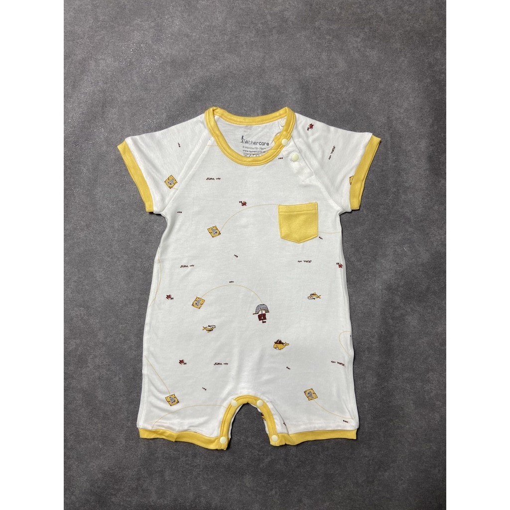 Body cộc tay cài chéo họa tiết túi ngực trẻ em Fathercare