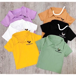 Áo thun cổ trụ croptop