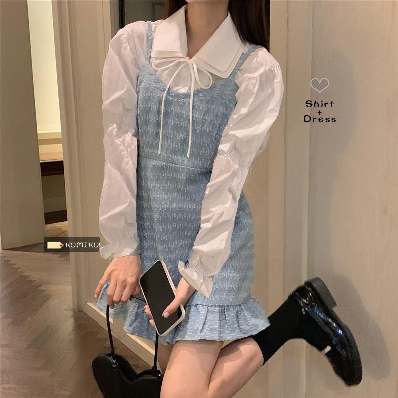 Set 2 món : áo sơ mi + yếm váy 🥳🥳💯💯💯