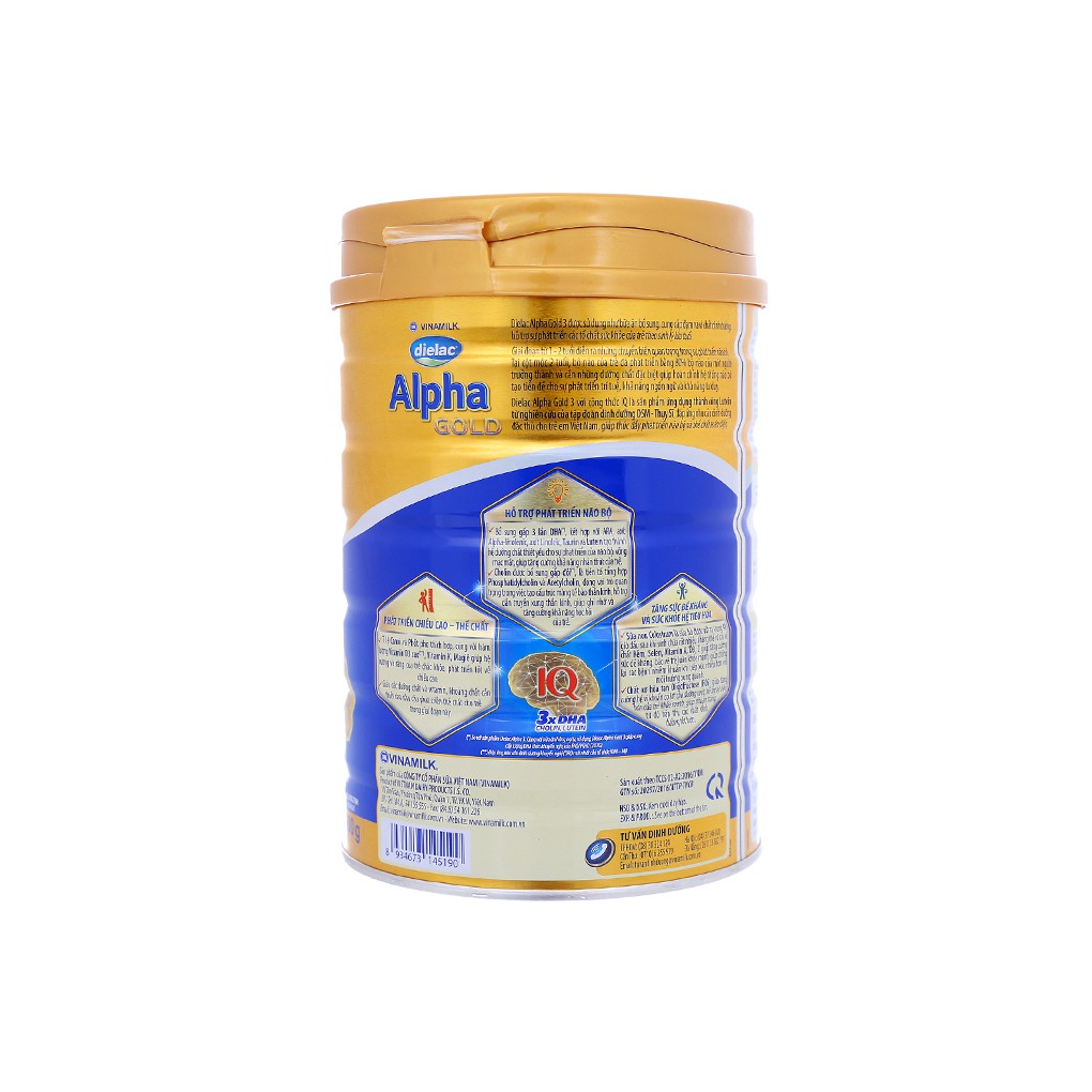 Sữa Bột Vinamilk Dielac Alpha Gold 3 (1-2 Tuổi) 900g