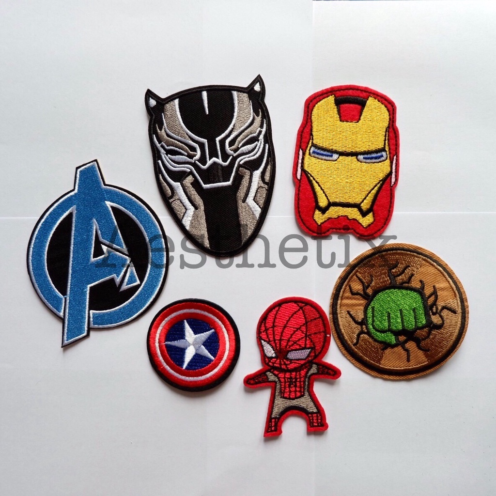 Sticker Ủi Thêu Chữ Black Panther Hulk Captain America Iron Man