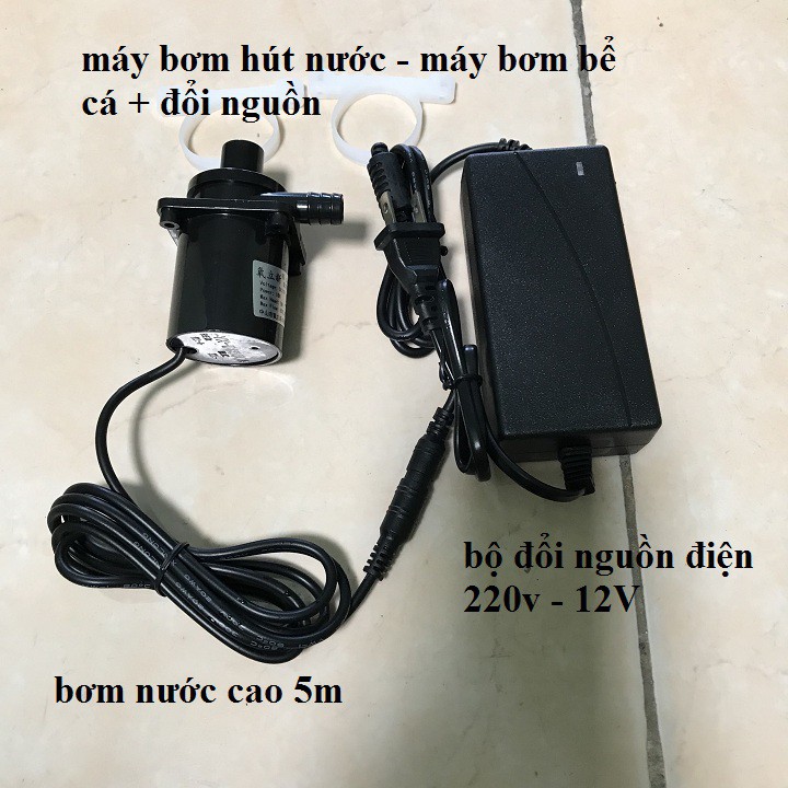 máy bơm chìm bể cá 12v-máy bơm chìm hồ cá động cơ không chổi than chạy liên tục 24v