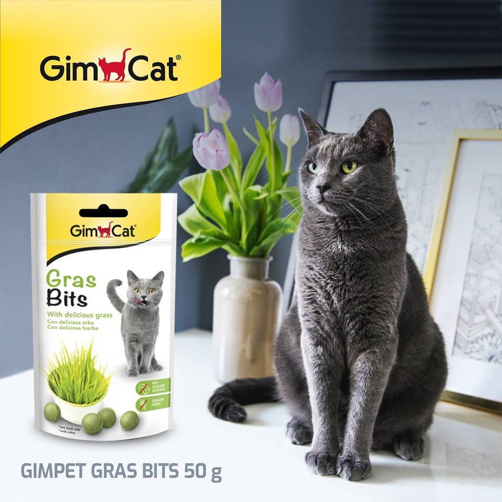 Snack Gimcat Gras Bits Cỏ Dạng Viên Tiêu Búi Lông Cho Mèo