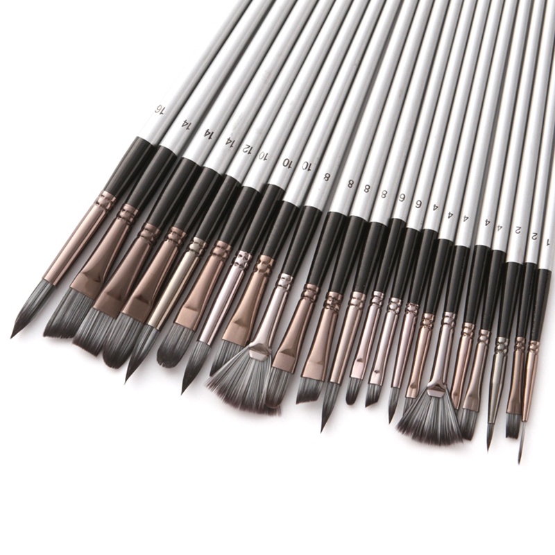 Set 24 Cọ Vẽ Màu Nước Có Tay Cầm Bằng Nhựa Acrylic