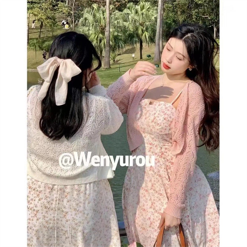 Set Áo Và Đầm Hai Dây Họa Tiết Hoa Phong Cách Xuân Hè Thời Trang Mới Cỡ Lớn 2022