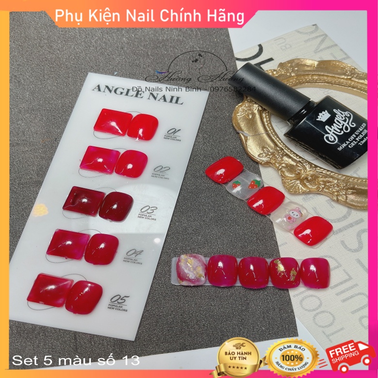 Set sơn móng tay gel, sơn màu đỏ angle gồm 5 màu khác nhau (set 5)