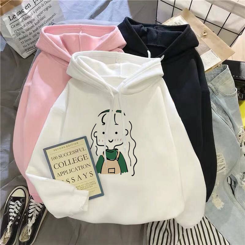 (KÈM ẢNH THẬT) Áo Hodie hottrend thun nỉ ấm áp in họa tiết cô gái mầm cây phong cách thời trang điệu đà dễ thương