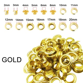 Khoen ore mắt cáo 4mm,5mm,6mm,8mm,10mm,12mm,14mm Bằng sắt xi màu VÀNG Khuy oze mắt cáo bấm bạt, túi giấy Túi 100 cái