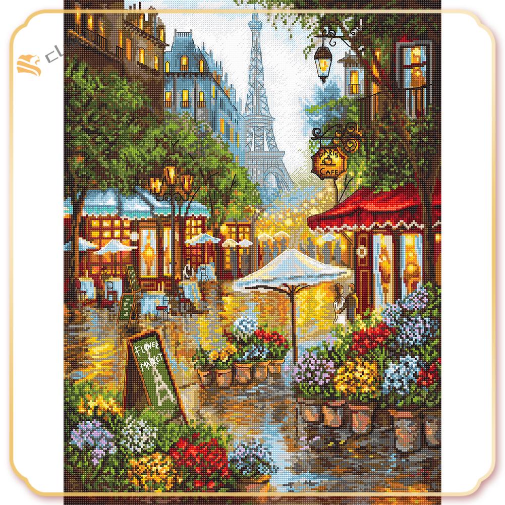 Clarins Tranh Thêu Chữ Thập 11ct Hình Phong Cảnh Paris