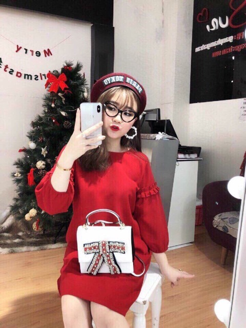 Đầm đỏ tay bí (kèm hình thật) | BigBuy360 - bigbuy360.vn